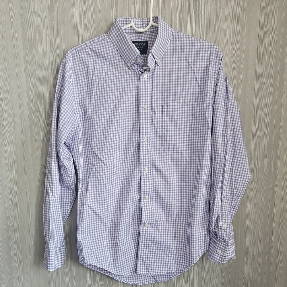 Nordstrom Men's Lavender Checkered Button Down Shirt